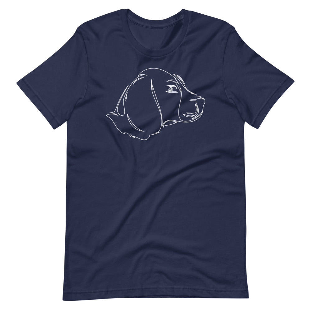 White line Beagle face on unisex navy t-shirt