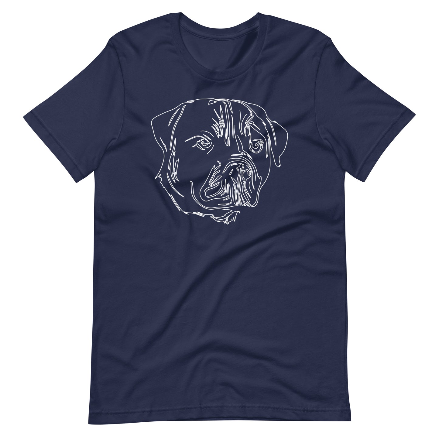 White line Rottweiler face on unisex navy t-shirt