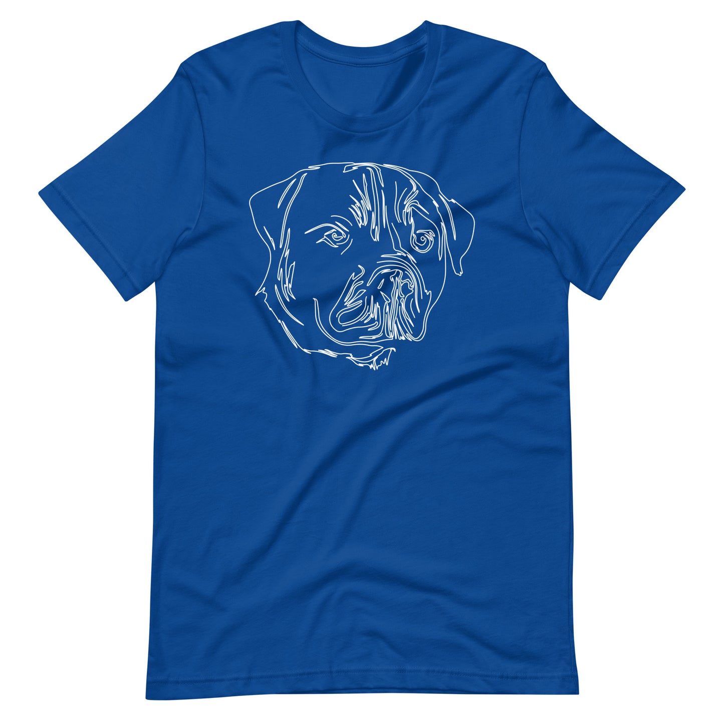 White line Rottweiler face on unisex true royal t-shirt