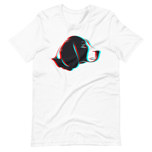 Anaglyph Beagle face on unisex white t-shirt