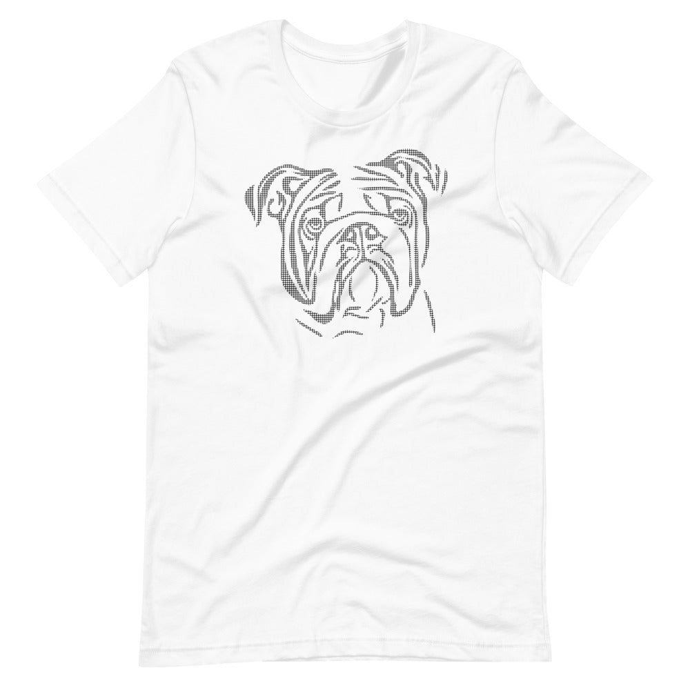 Gray line Bulldog face on unisex white t-shirt