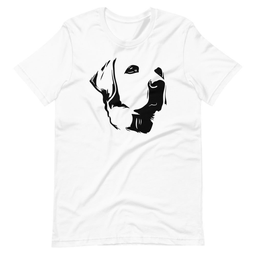Labrador face silhouette on unisex white t-shirt