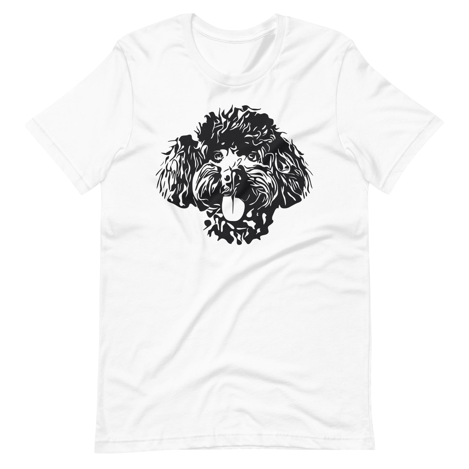 Toy Poodle face silhouette on unisex white t-shirt